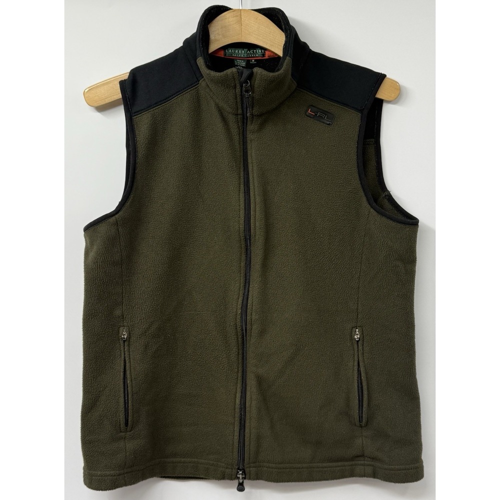 Lauren Active Ralph Lauren Vest Womens Med Army Green Fleece Full Zip Outdoors